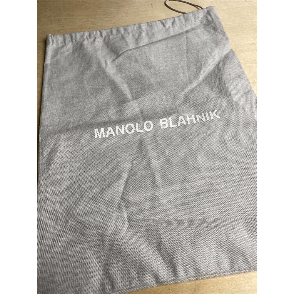 Manolo Blahnik Gray Canvas Dust Bag 10.5” W 13.25” H
